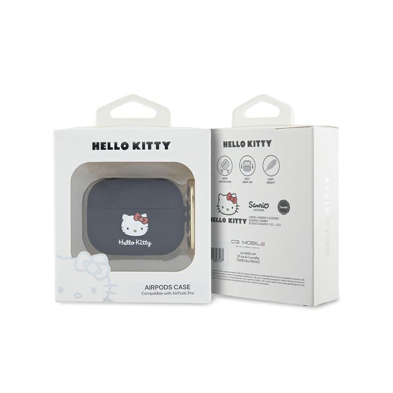 Etui Hello Kitty Silicone 3D Kitty Head na AirPods Pro - czarne