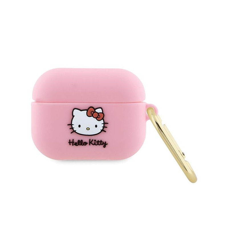 Etui Hello Kitty Silicone 3D Kitty Head na AirPods Pro - różowe