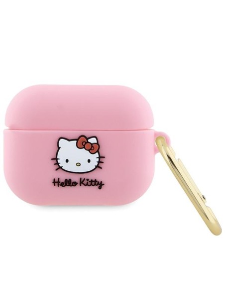 Etui Hello Kitty Silicone 3D Kitty Head na AirPods Pro - różowe Etui Hello Kitty Silicone 3D Kitty Head na AirPods Pro - różowe
