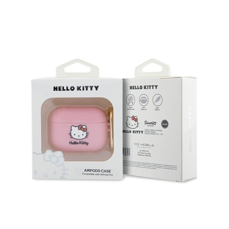 Etui Hello Kitty Silicone 3D Kitty Head na AirPods Pro - różowe