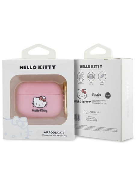 Etui Hello Kitty Silicone 3D Kitty Head na AirPods Pro - różowe Etui Hello Kitty Silicone 3D Kitty Head na AirPods Pro - różowe