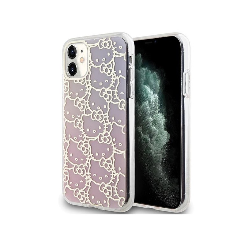 Etui Hello Kitty IML Gradient Electrop Crowded Kitty Head na iPhone 11 / Xr - różowe Etui Hello Kitty IML Gradient Electrop Crowded Kitty Head na iPhone 11 / Xr - różowe