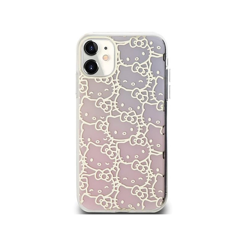 Etui Hello Kitty IML Gradient Electrop Crowded Kitty Head na iPhone 11 / Xr - różowe