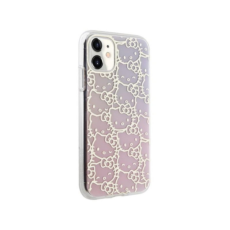 Etui Hello Kitty IML Gradient Electrop Crowded Kitty Head na iPhone 11 / Xr - różowe