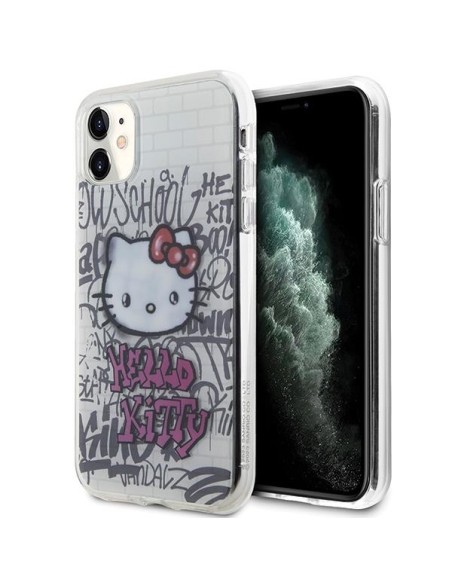 Etui Hello Kitty IML Kitty On Bricks Graffiti na iPhone 11 / Xr - białe