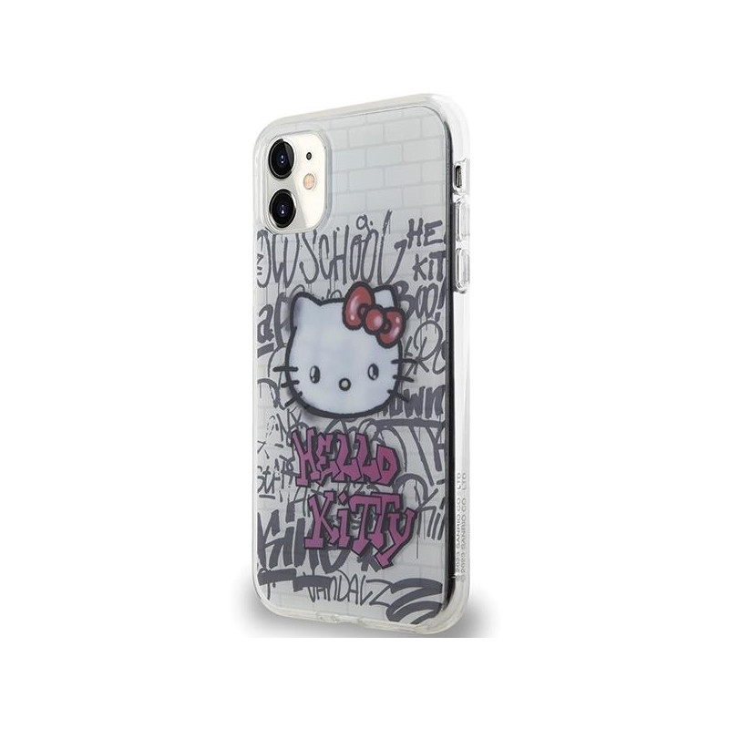 Etui Hello Kitty IML Kitty On Bricks Graffiti na iPhone 11 / Xr - białe