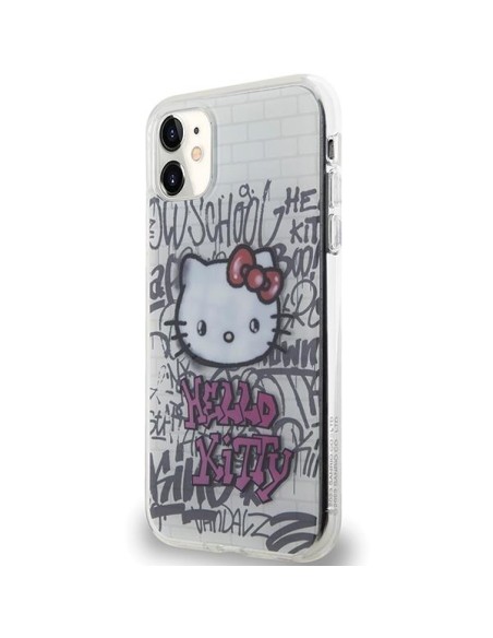 Etui Hello Kitty IML Kitty On Bricks Graffiti na iPhone 11 / Xr - białe