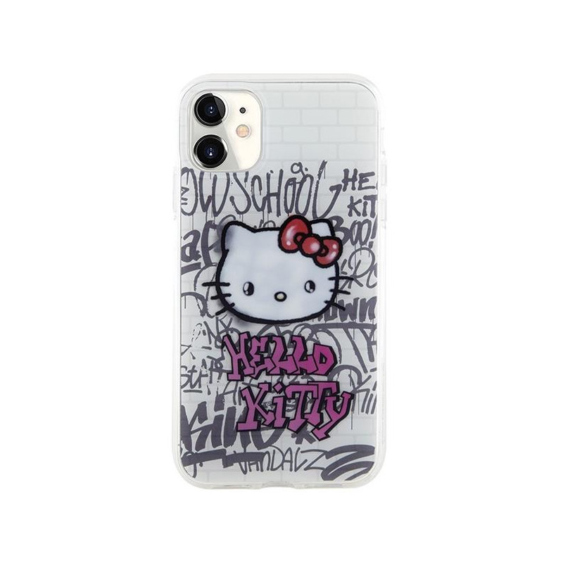 Etui Hello Kitty IML Kitty On Bricks Graffiti na iPhone 11 / Xr - białe