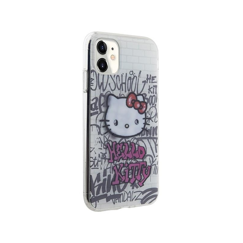 Etui Hello Kitty IML Kitty On Bricks Graffiti na iPhone 11 / Xr - białe