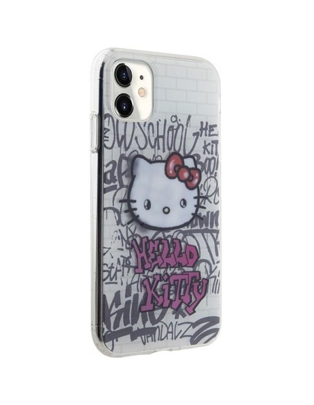 Etui Hello Kitty IML Kitty On Bricks Graffiti na iPhone 11 / Xr - białe
