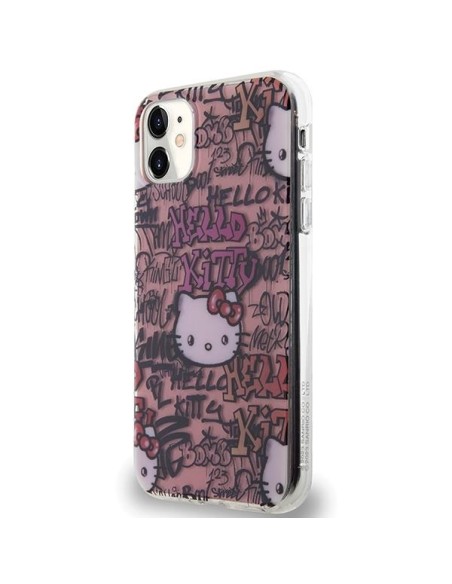 Etui Hello Kitty IML Tags Graffiti na iPhone 11 / Xr - różowe Etui Hello Kitty IML Tags Graffiti na iPhone 11 / Xr - różowe