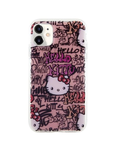 Etui Hello Kitty IML Tags Graffiti na iPhone 11 / Xr - różowe Etui Hello Kitty IML Tags Graffiti na iPhone 11 / Xr - różowe