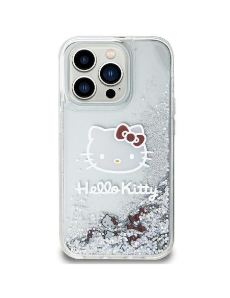 Etui Hello Kitty Liquid Glitter Charms Kitty Head na iPhone 11 / Xr - srebrne