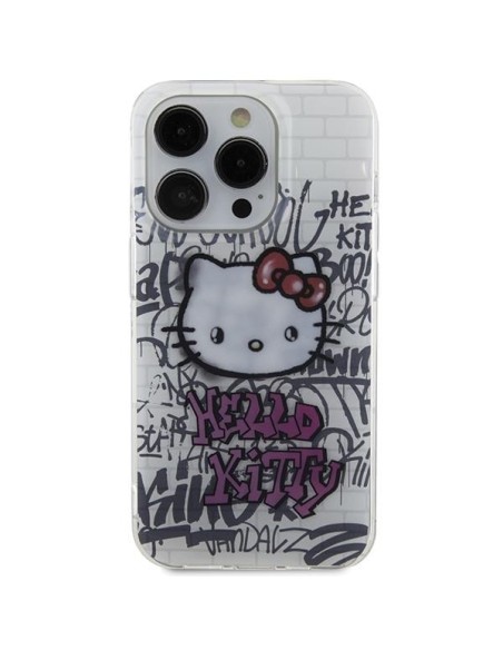 Etui Hello Kitty IML Kitty On Bricks Graffiti na iPhone 13 Pro / 13 - białe Etui Hello Kitty IML Kitty On Bricks Graffiti na iPhone 13 Pro / 13 - białe