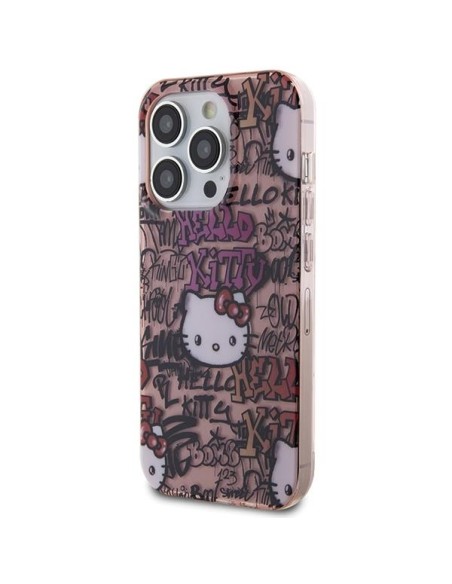 Etui Hello Kitty IML Tags Graffiti na iPhone 13 Pro / 13 - różowe Etui Hello Kitty IML Tags Graffiti na iPhone 13 Pro / 13 - różowe