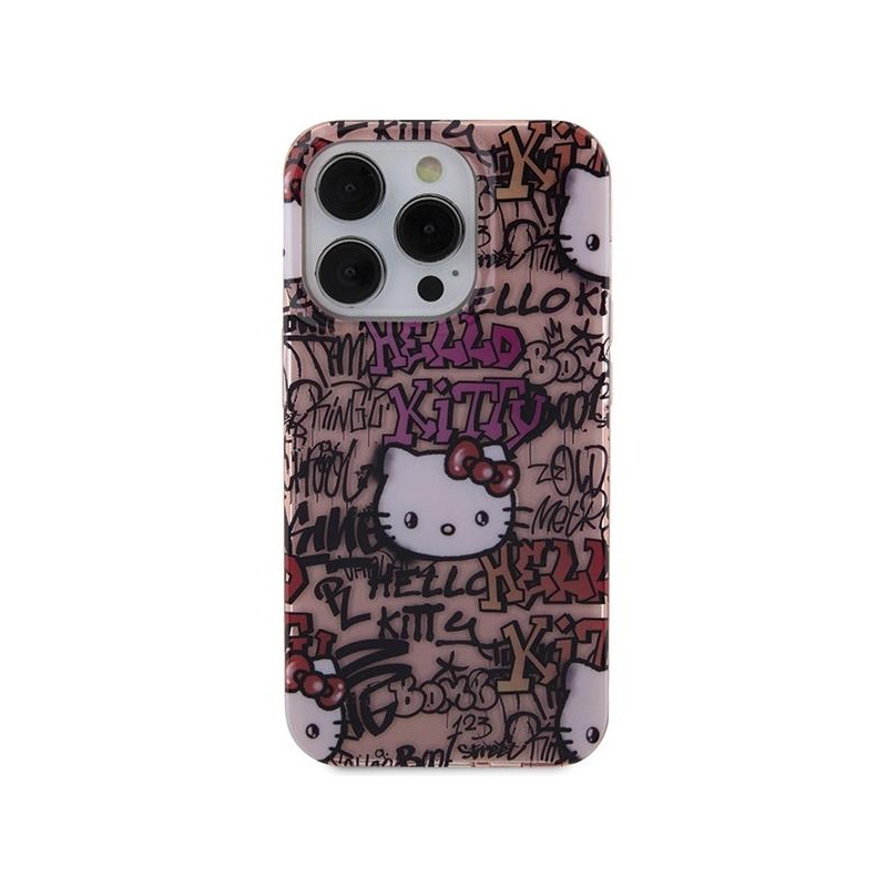Etui Hello Kitty IML Tags Graffiti na iPhone 13 Pro / 13 - różowe