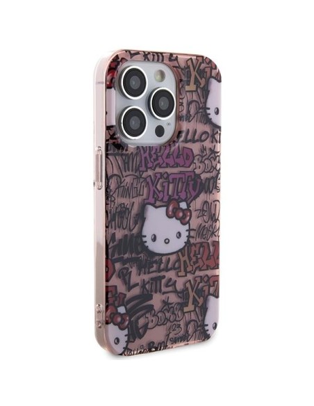 Etui Hello Kitty IML Tags Graffiti na iPhone 13 Pro / 13 - różowe Etui Hello Kitty IML Tags Graffiti na iPhone 13 Pro / 13 - różowe