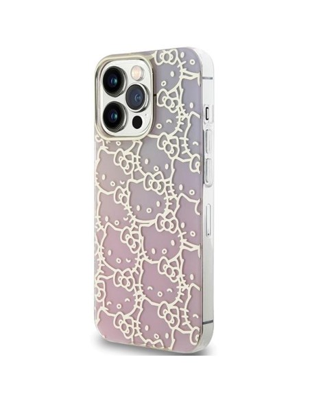 Etui Hello Kitty IML Gradient Electrop Crowded Kitty Head na iPhone 13 Pro Max - różowe