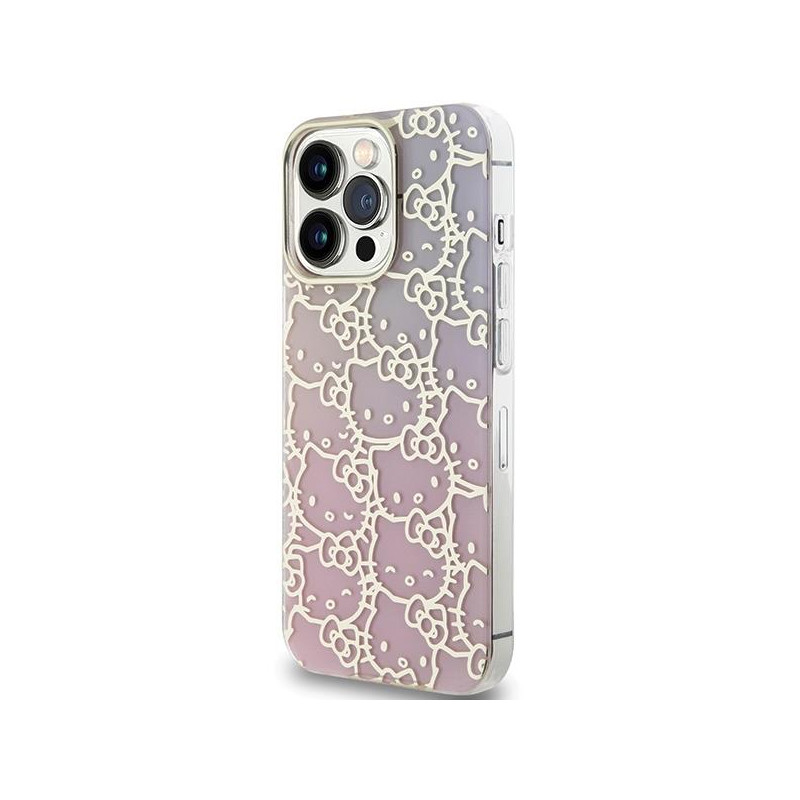 Etui Hello Kitty IML Gradient Electrop Crowded Kitty Head na iPhone 14 Pro - różowe