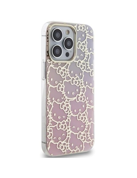 Etui Hello Kitty IML Gradient Electrop Crowded Kitty Head na iPhone 14 Pro - różowe Etui Hello Kitty IML Gradient Electrop Crowded Kitty Head na iPhone 14 Pro - różowe