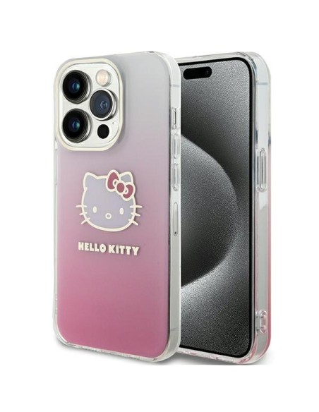 Etui Hello Kitty IML Gradient Electrop Kitty Head na iPhone 14 Pro - różowe Etui Hello Kitty IML Gradient Electrop Kitty Head na iPhone 14 Pro - różowe