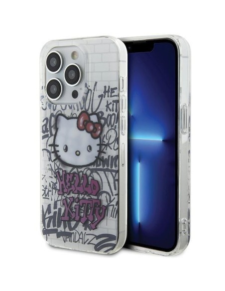 Etui Hello Kitty IML Kitty On Bricks Graffiti na iPhone 14 Pro - białe Etui Hello Kitty IML Kitty On Bricks Graffiti na iPhone 14 Pro - białe