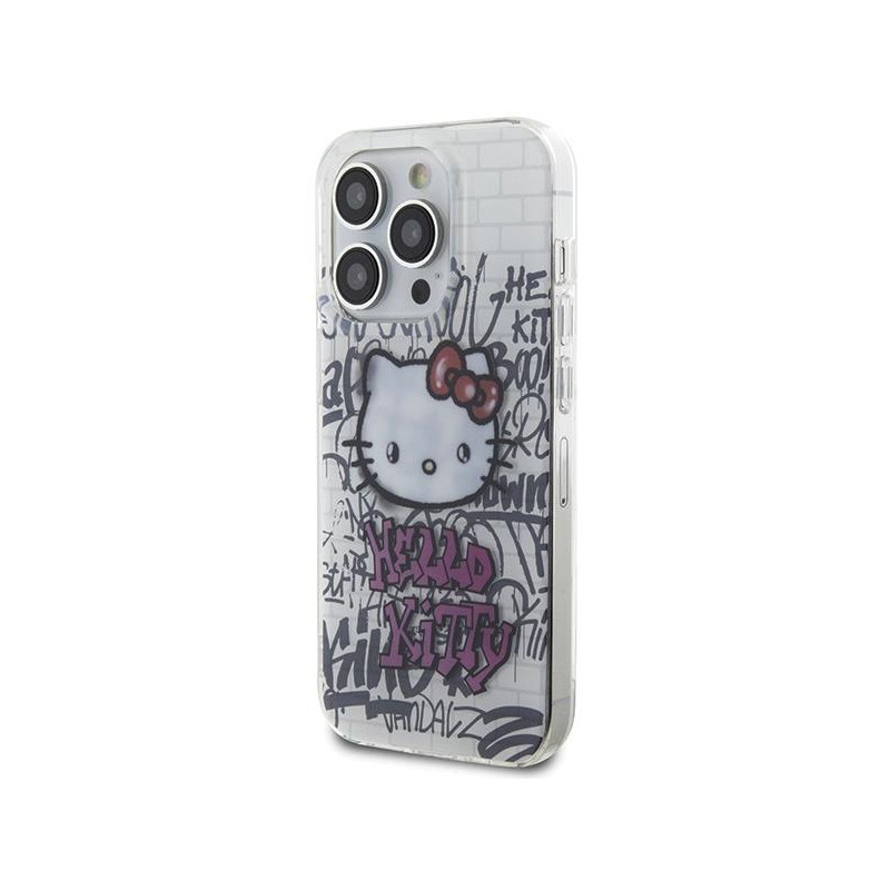 Etui Hello Kitty IML Kitty On Bricks Graffiti na iPhone 14 Pro - białe