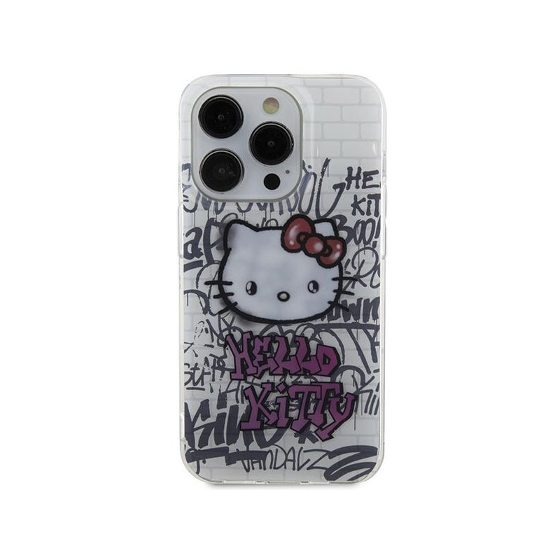 Etui Hello Kitty IML Kitty On Bricks Graffiti na iPhone 14 Pro - białe