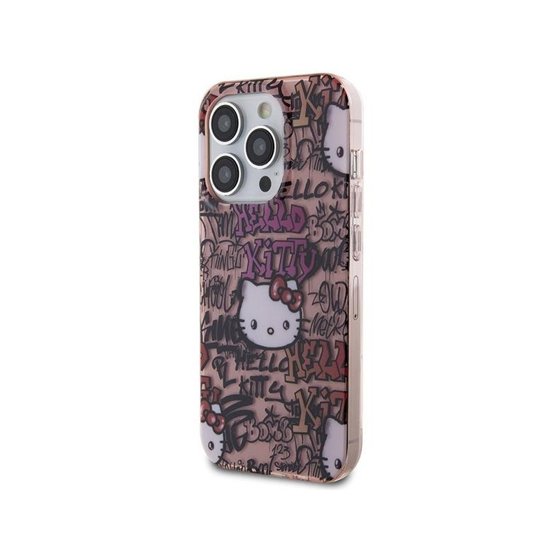 Etui Hello Kitty IML Tags Graffiti na iPhone 14 Pro - różowe