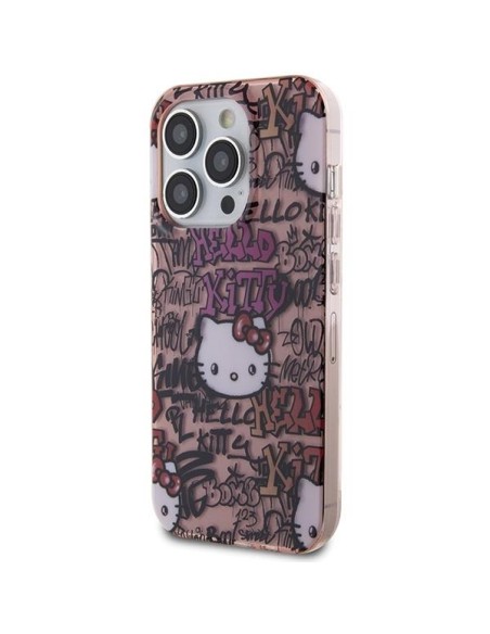 Etui Hello Kitty IML Tags Graffiti na iPhone 14 Pro - różowe Etui Hello Kitty IML Tags Graffiti na iPhone 14 Pro - różowe