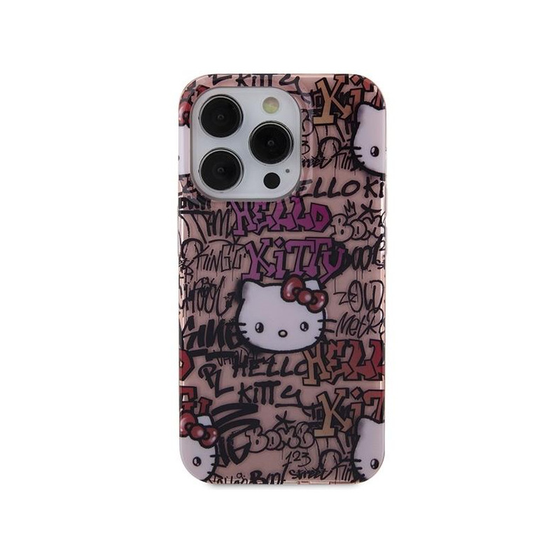 Etui Hello Kitty IML Tags Graffiti na iPhone 14 Pro - różowe