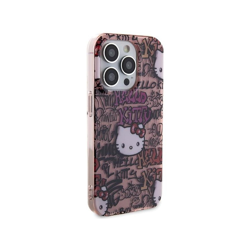 Etui Hello Kitty IML Tags Graffiti na iPhone 14 Pro - różowe