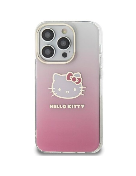 Etui Hello Kitty IML Gradient Electrop Kitty Head na iPhone 15 Pro - różowe Etui Hello Kitty IML Gradient Electrop Kitty Head na iPhone 15 Pro - różowe