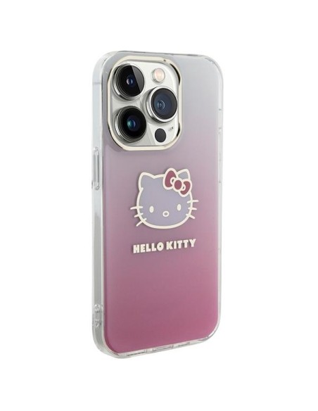 Etui Hello Kitty IML Gradient Electrop Kitty Head na iPhone 15 Pro - różowe Etui Hello Kitty IML Gradient Electrop Kitty Head na iPhone 15 Pro - różowe