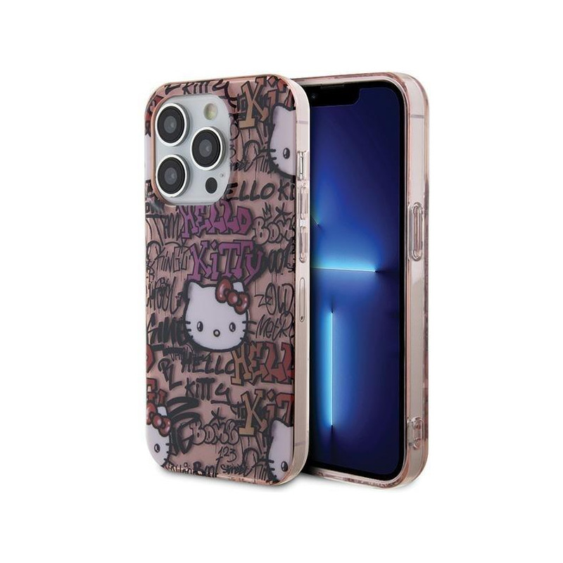 Etui Hello Kitty IML Tags Graffiti na iPhone 15 Pro - różowe
