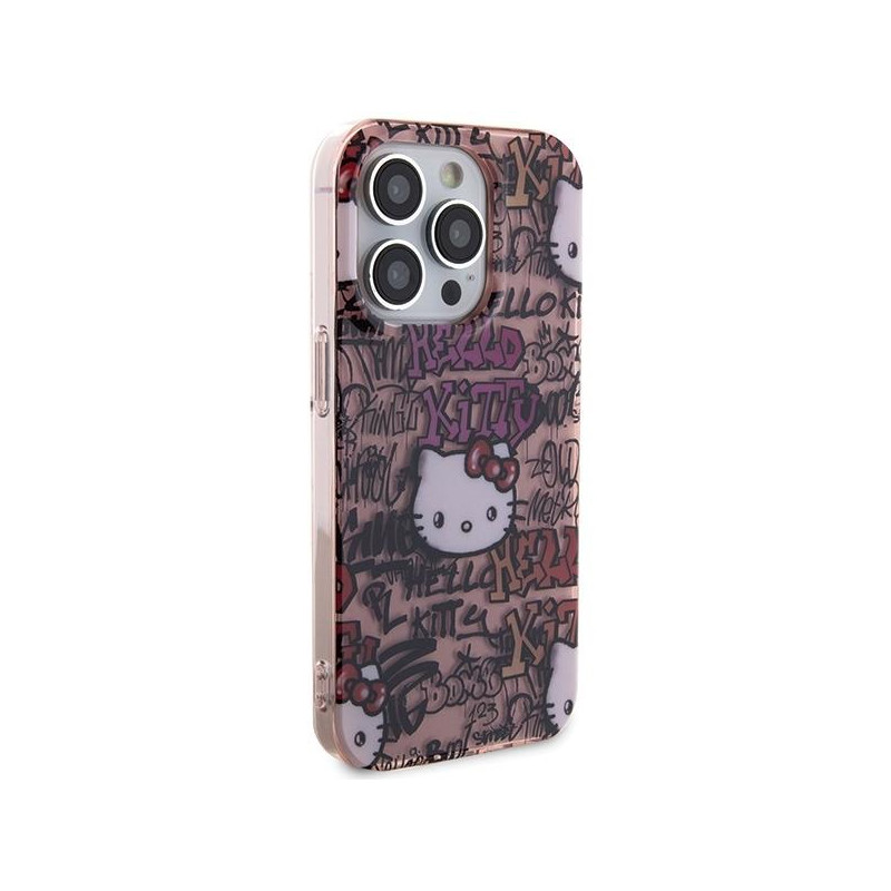 Etui Hello Kitty IML Tags Graffiti na iPhone 15 Pro - różowe