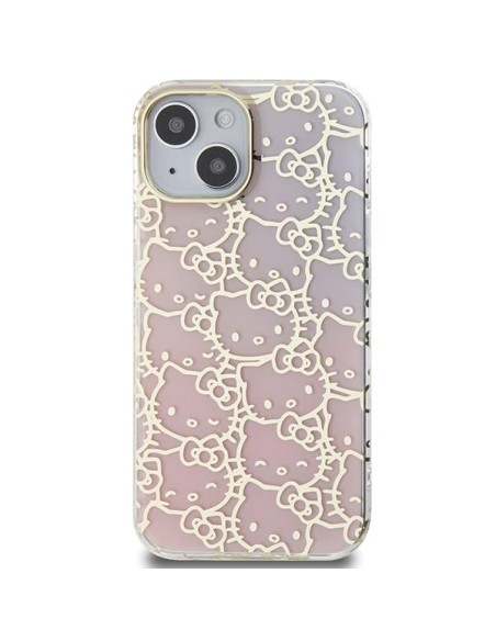 Etui Hello Kitty IML Gradient Electrop Crowded Kitty Head na iPhone 15 - różowe Etui Hello Kitty IML Gradient Electrop Crowded Kitty Head na iPhone 15 - różowe