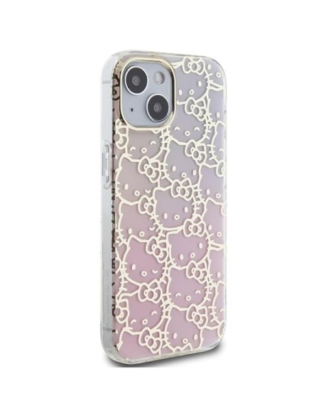 Etui Hello Kitty IML Gradient Electrop Crowded Kitty Head na iPhone 15 - różowe Etui Hello Kitty IML Gradient Electrop Crowded Kitty Head na iPhone 15 - różowe