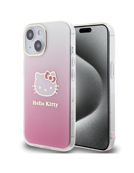Etui Hello Kitty IML Gradient Electrop Kitty Head na iPhone 15 - różowe Etui Hello Kitty IML Gradient Electrop Kitty Head na iPhone 15 - różowe
