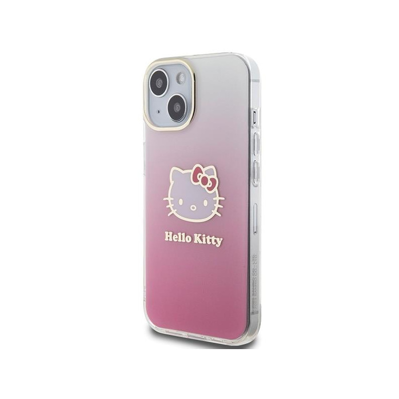 Etui Hello Kitty IML Gradient Electrop Kitty Head na iPhone 15 - różowe