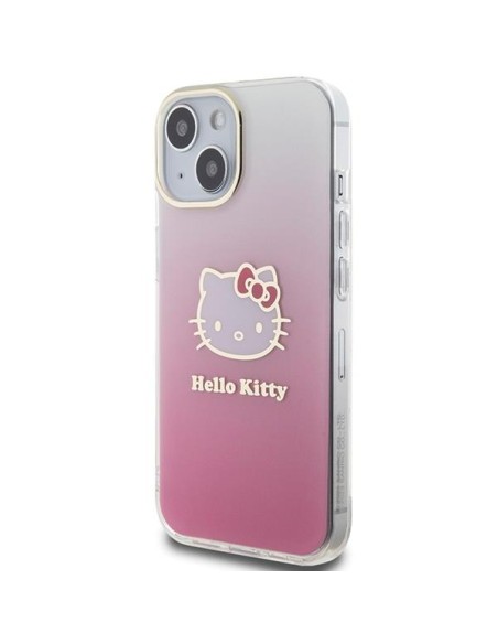 Etui Hello Kitty IML Gradient Electrop Kitty Head na iPhone 15 - różowe Etui Hello Kitty IML Gradient Electrop Kitty Head na iPhone 15 - różowe