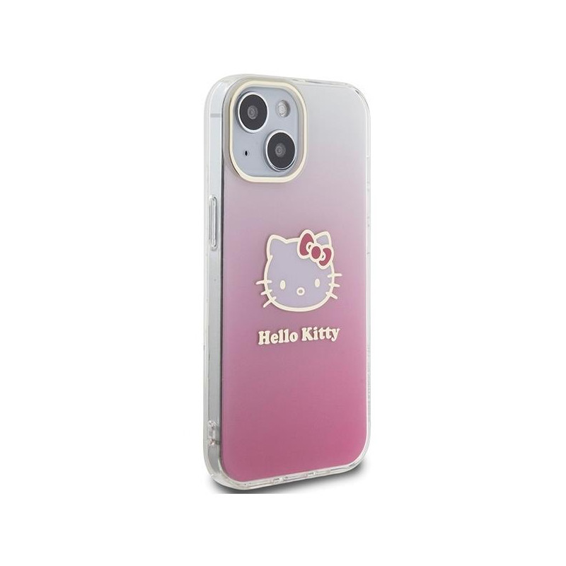 Etui Hello Kitty IML Gradient Electrop Kitty Head na iPhone 15 - różowe