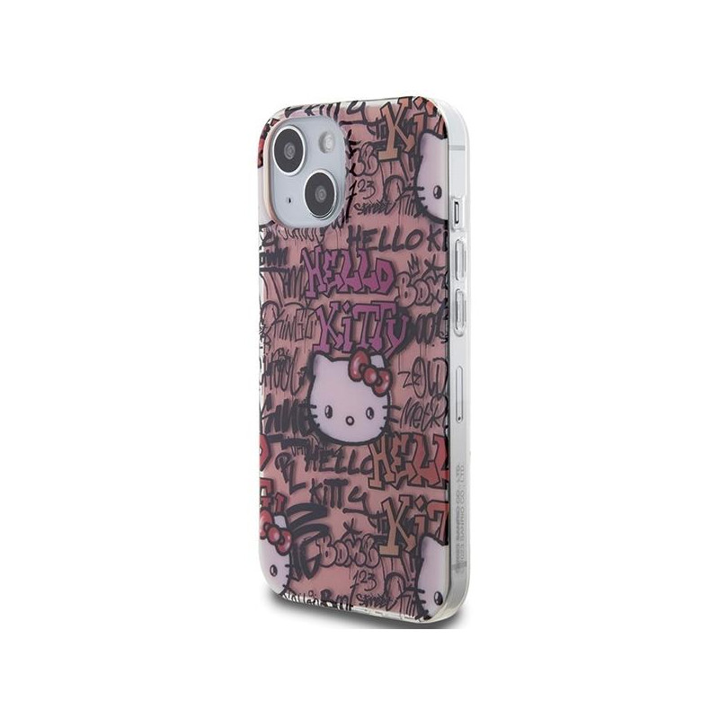 Etui Hello Kitty IML Tags Graffiti na iPhone 15 - różowe
