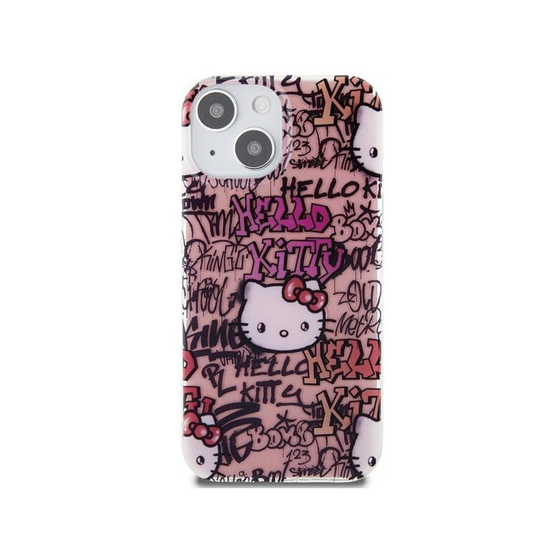 Etui Hello Kitty IML Tags Graffiti na iPhone 15 - różowe