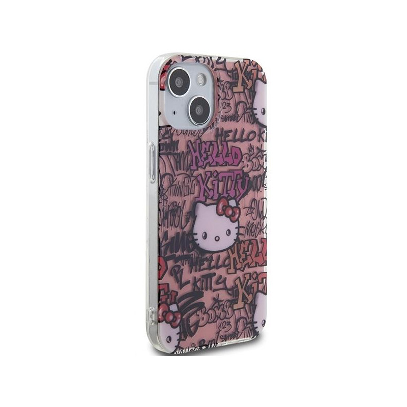 Etui Hello Kitty IML Tags Graffiti na iPhone 15 - różowe