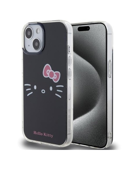 Etui Hello Kitty IML Kitty Face na iPhone 15 - czarne Etui Hello Kitty IML Kitty Face na iPhone 15 - czarne