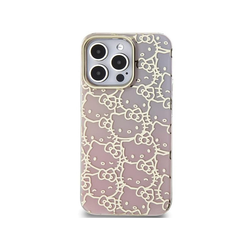 Etui Hello Kitty IML Gradient Electrop Crowded Kitty Head na iPhone 15 Pro Max - różowe