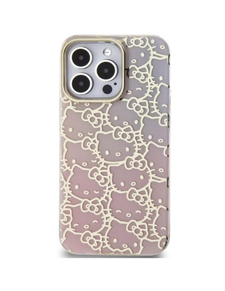 Etui Hello Kitty IML Gradient Electrop Crowded Kitty Head na iPhone 15 Pro Max - różowe Etui Hello Kitty IML Gradient Electrop Crowded Kitty Head na iPhone 15 Pro Max - różowe