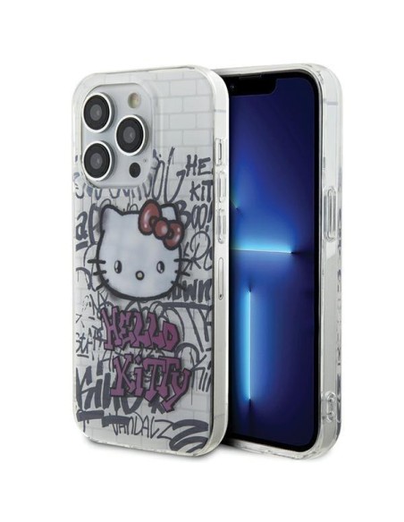 Etui Hello Kitty IML Kitty On Bricks Graffiti na iPhone 15 Pro Max - białe Etui Hello Kitty IML Kitty On Bricks Graffiti na iPhone 15 Pro Max - białe