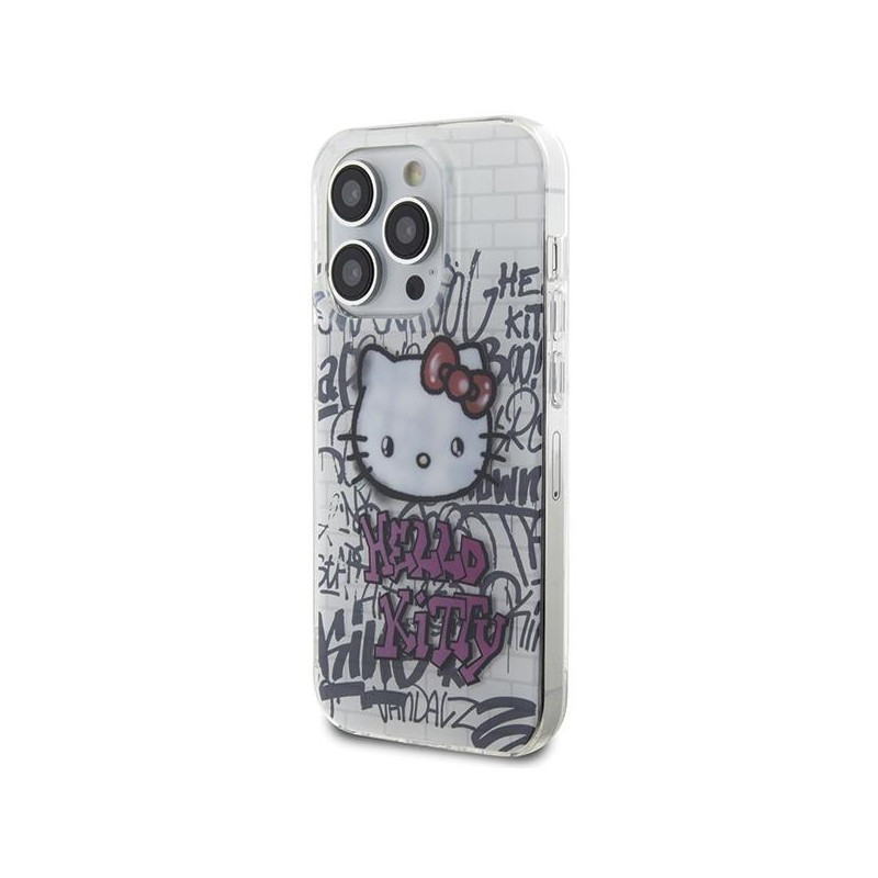 Etui Hello Kitty IML Kitty On Bricks Graffiti na iPhone 15 Pro Max - białe